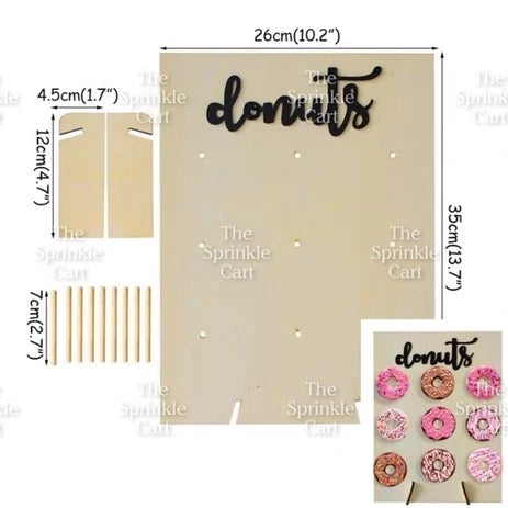 Wooden Donuts Wall Display Stand Holder Donut Sweets Doughnut Rack for Party Birthday Wedding