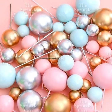 Balls Cake Topper Gold Silver White Pink Blue Yellow Decoration Birthday Swirl Ball Spiral Ball