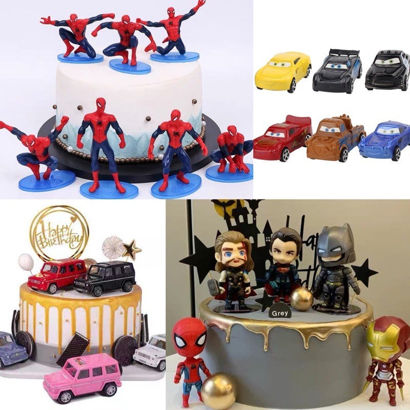 Superhero League  and Transportation Vehicle Boy Theme Cake Toy Topper Decoration TSC