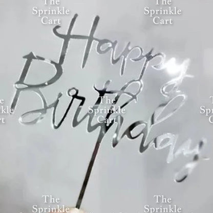 Acrylic Glitter Paper Happy Birthday Mr & Mrs Girl Boy Cake Topper Party Supplies