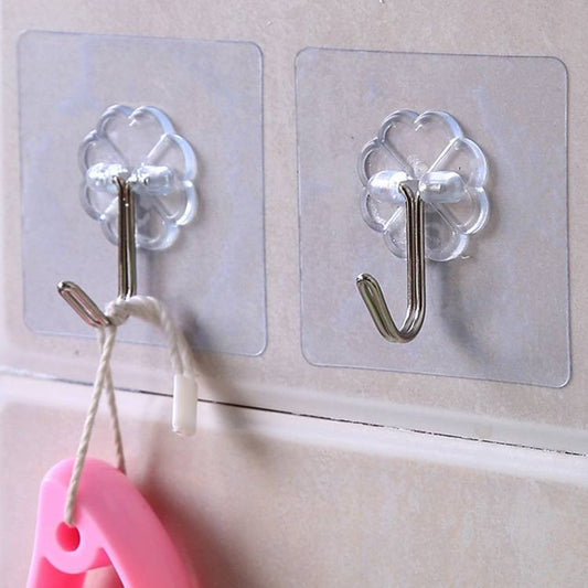 Self Adhesive Transparent Plastic Wall Hook Nail-Free Non-trace TSC