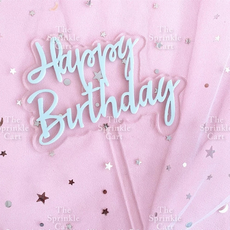 Acrylic Glitter Paper Happy Birthday Mr & Mrs Girl Boy Cake Topper Party Supplies
