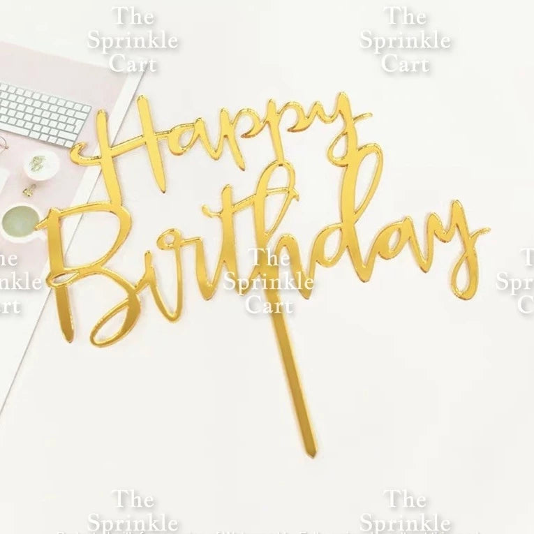 Acrylic Glitter Paper Happy Birthday Mr & Mrs Girl Boy Cake Topper Party Supplies