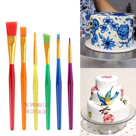 6pcs Set Colorful Decorating Brush for Cake Decoration and Nail Art Tool TSC