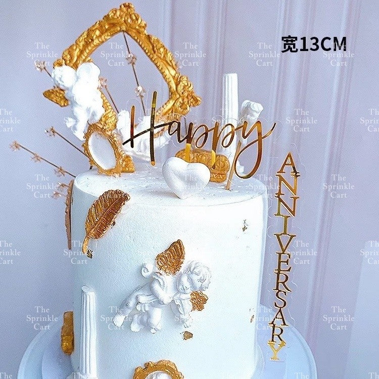Right Angle Acrylic Happy Birthday Cake Topper TSC