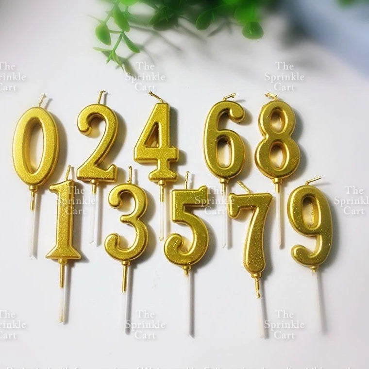 Number Candle for Birthday Cake Decor Party Supplies Gold 0-9