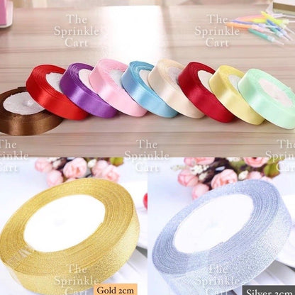 Colored Satin and Glitter Ribbon 1cm 2cm 4cm for Gift Wrapping and DIY Arts and Decoration TSC