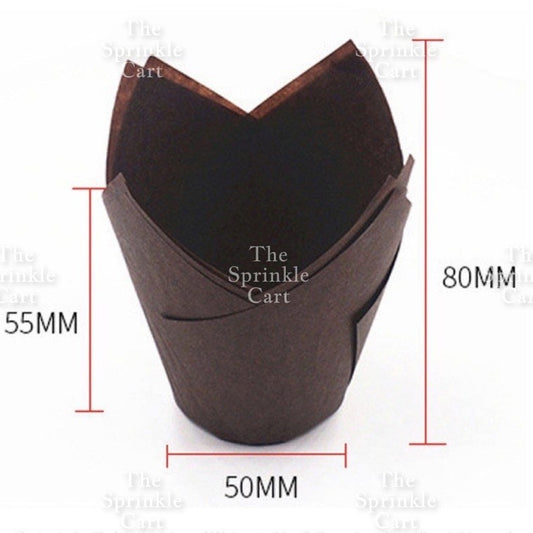 50pcs Tulip Style Muffin Cupcake Liner Cup Plain and Printed Designs TSC