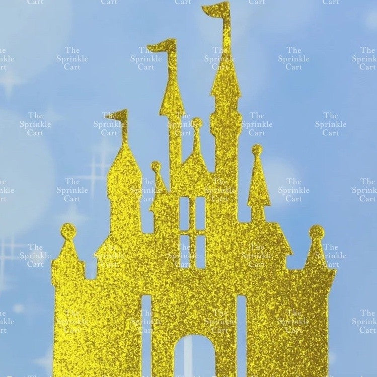 Glitter &Printed Paper Birthday Love Castle Cake Topper Decoration TSC