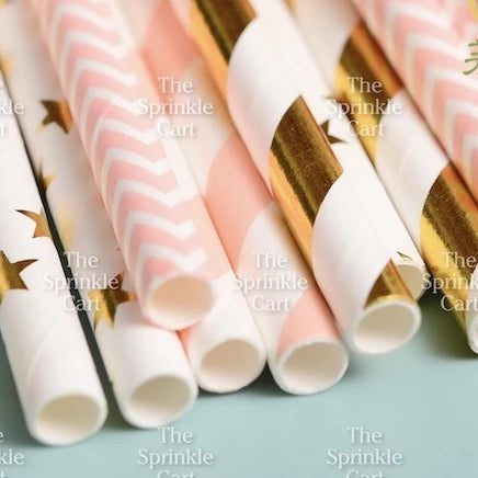 Drinking Paper Straw Metallic Gold Colorful Individually Wrapped Boba Plastic Straw TSC