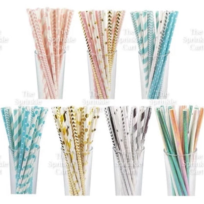 Drinking Paper Straw Metallic Gold Colorful Individually Wrapped Boba Plastic Straw TSC