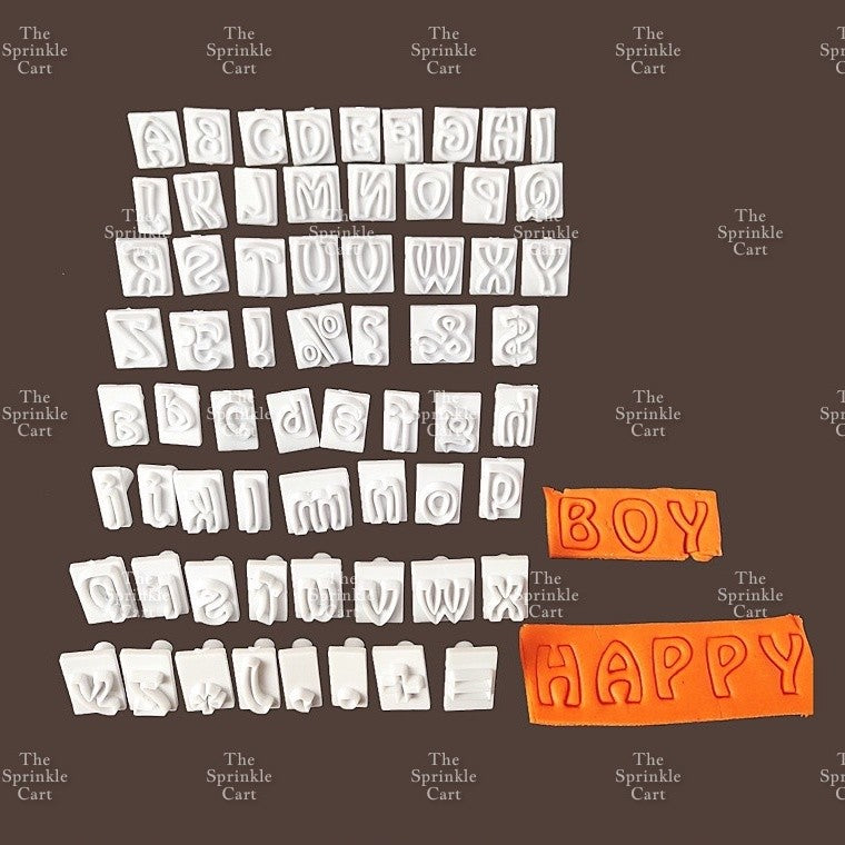 64pcs Alphabet Uppercase Lowercase Letter Punctuations Stamp Guide Cutter Set for Cake Lettering Use TSCTSC