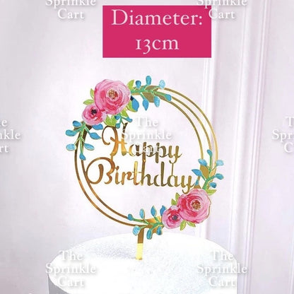 Floral Acrylic Topper Birthday Anniversary Bride to be Mr & Mrs Wedding Anniversary