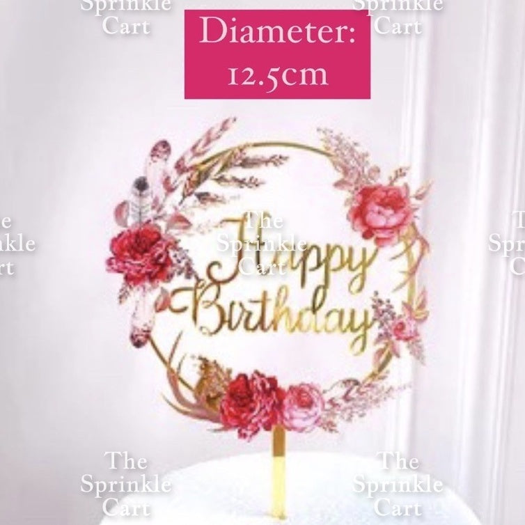 Floral Acrylic Topper Birthday Anniversary Bride to be Mr & Mrs Wedding Anniversary