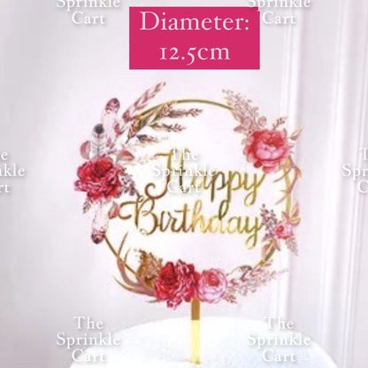 Floral Acrylic Topper Birthday Anniversary Bride to be Mr & Mrs Wedding Anniversary