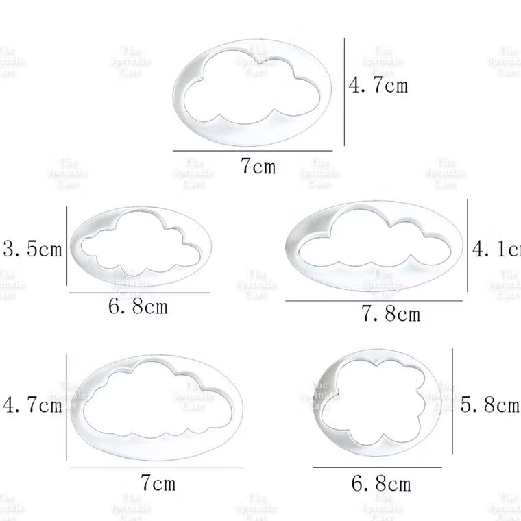 5pcs Cloud Fondant Cutter for Cake Decoration Molder Baking