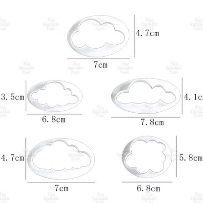 5pcs Cloud Fondant Cutter for Cake Decoration Molder Baking