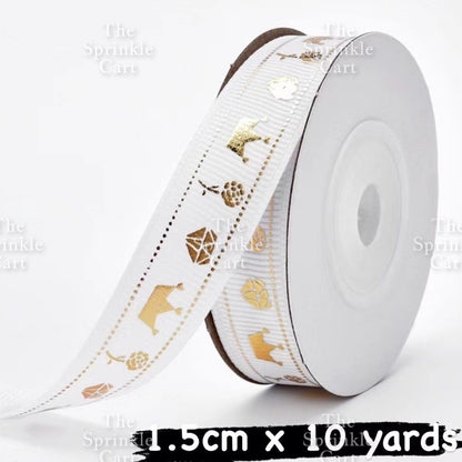 Christmas Ribbon Holidays Satin Ribbon Gift Christmas Happy Birthday Ribbon  theme Packaging