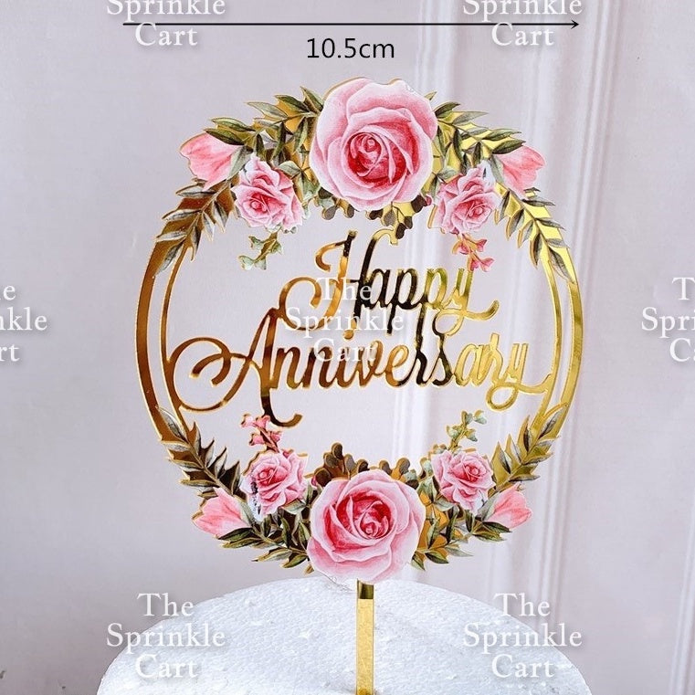 Floral Acrylic Topper Birthday Anniversary Bride to be Mr & Mrs Wedding Anniversary