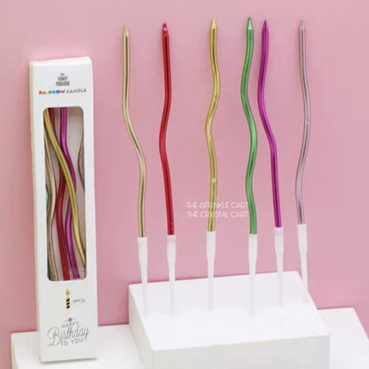 Birthday Spiral Candle Gold Silver Metallic Rainbow