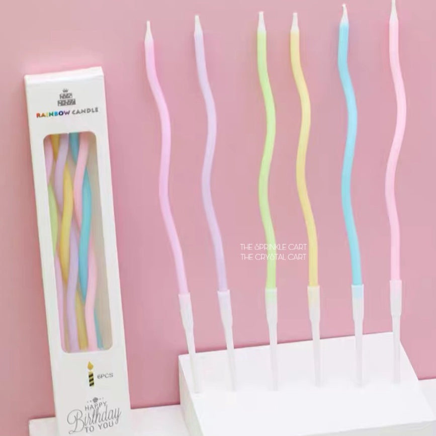 Birthday Spiral Candle Gold Silver Metallic Rainbow