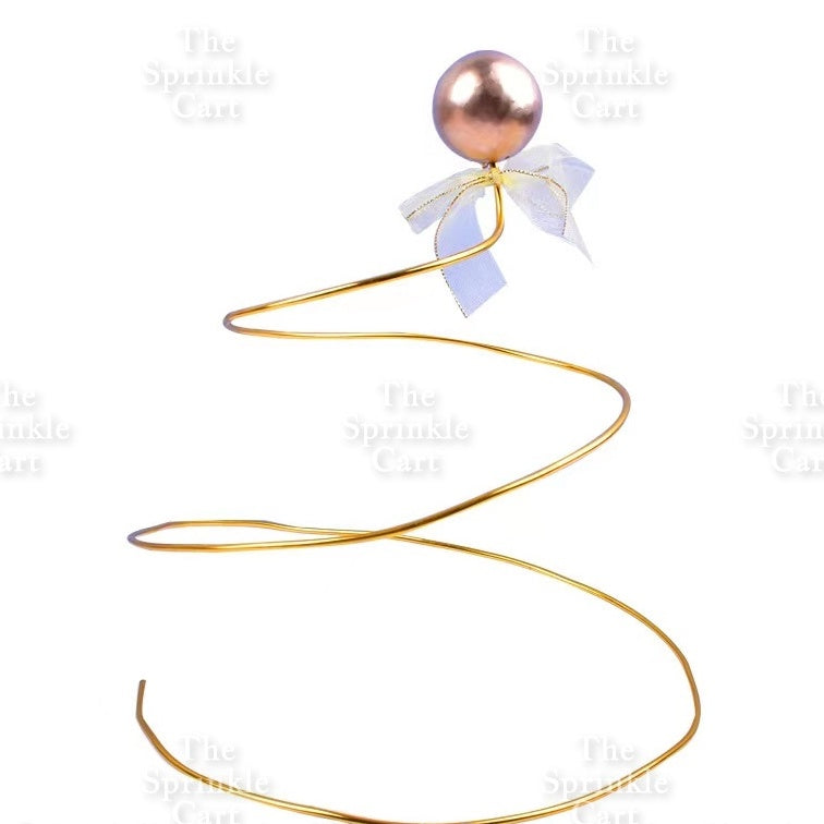 Balls Cake Topper Gold Silver White Pink Blue Yellow Decoration Birthday Swirl Ball Spiral Ball