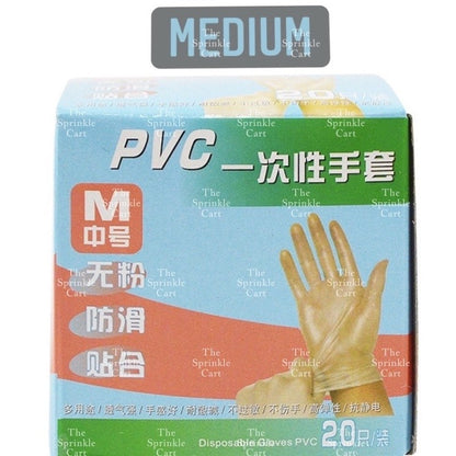 20pcs Disposable PVC Gloves Foodgrade Powder-free Rubber Protective Gloves for Baking and Household Use TSC