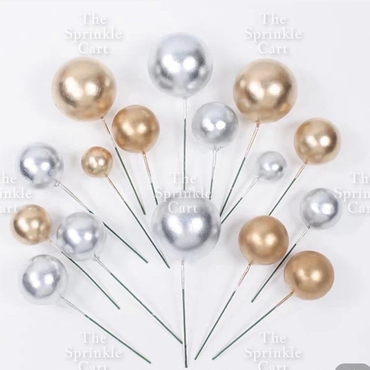 Balls Cake Topper Gold Silver White Pink Blue Yellow Decoration Birthday Swirl Ball Spiral Ball
