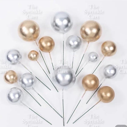 Balls Cake Topper Gold Silver White Pink Blue Yellow Decoration Birthday Swirl Ball Spiral Ball