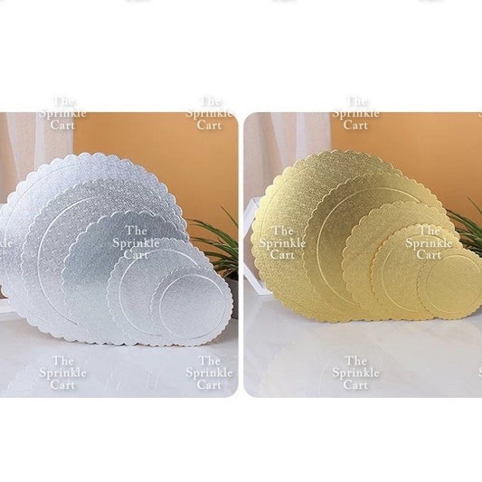 High Quality Cake Board 2mm Thick Scalloped Round Square Marble Silver Gold White MDF Boards