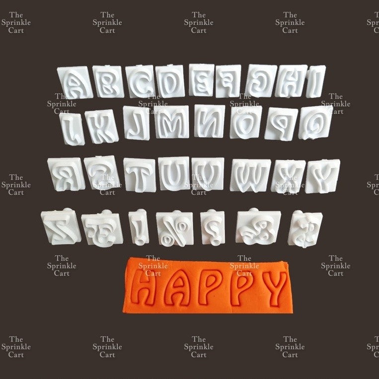 64pcs Alphabet Uppercase Lowercase Letter Punctuations Stamp Guide Cutter Set for Cake Lettering Use TSCTSC