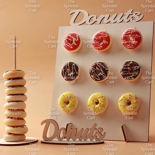 Wooden Donuts Wall Display Stand Holder Donut Sweets Doughnut Rack for Party Birthday Wedding