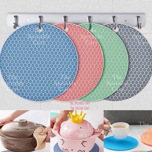 Silicone Pad Pot Holder Heat Resistant Non-Slip Round Kitchen Insulation TSC