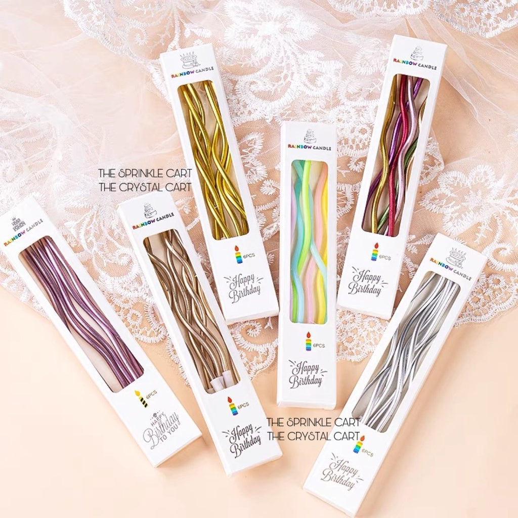 Birthday Spiral Candle Gold Silver Metallic Rainbow