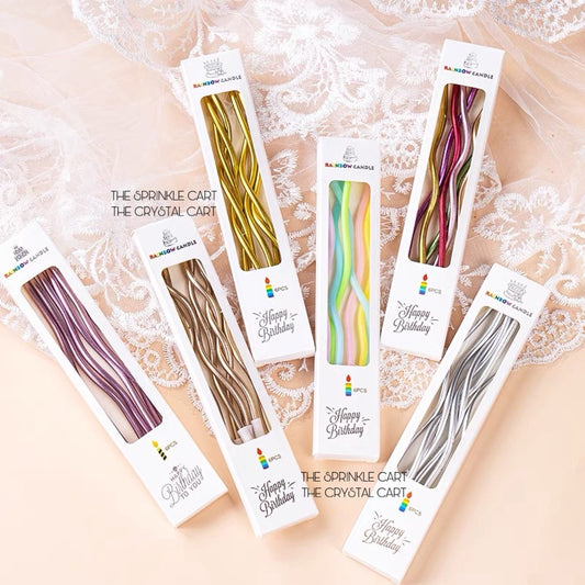 Birthday Spiral Candle Gold Silver Metallic Rainbow