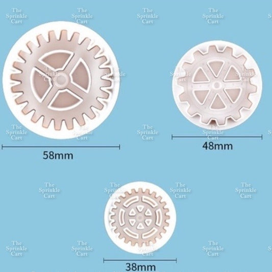 3pcs Gear Machinery Cookie Fondant Molder Plunger for Baking and DIY Arts Use TSC