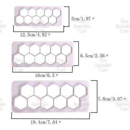 Geometric Grid Fondant Cookie Cutter Molder Hexagon Round Square Triangle for Baking Use TSC