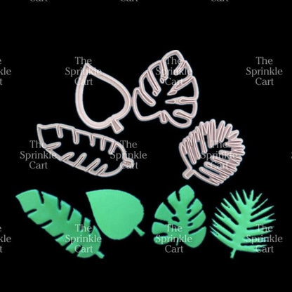 4pcs Tropical Leaves Fondant Cutter Embosser for Cake Decoration and DIY Craft TSC