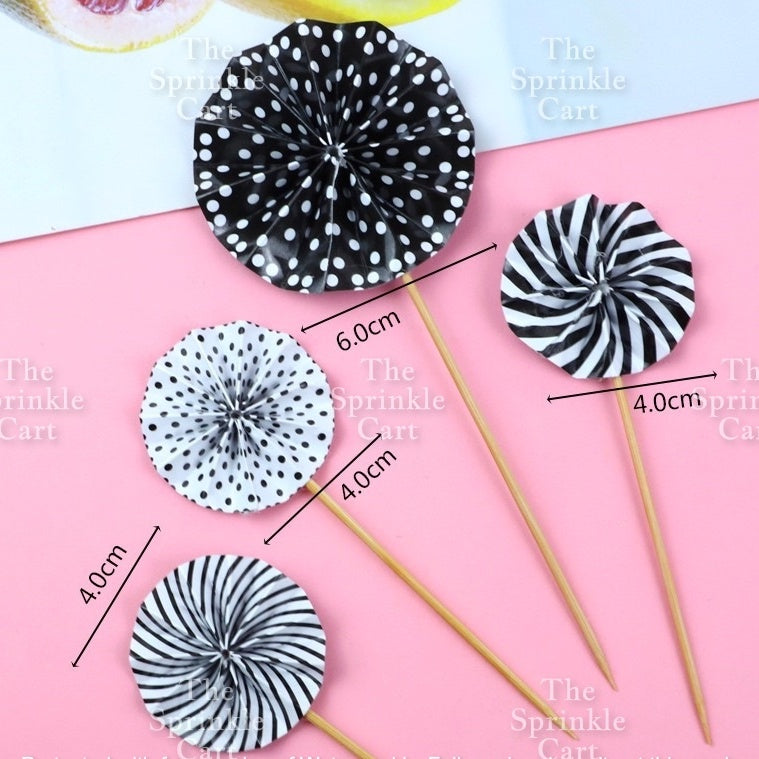 Leaf Fan Cake Toppers Paper Folding Butterfly Paper Topper Mini Paper Fan Round Cake Decoration