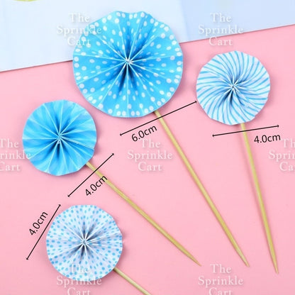 Leaf Fan Cake Toppers Paper Folding Butterfly Paper Topper Mini Paper Fan Round Cake Decoration