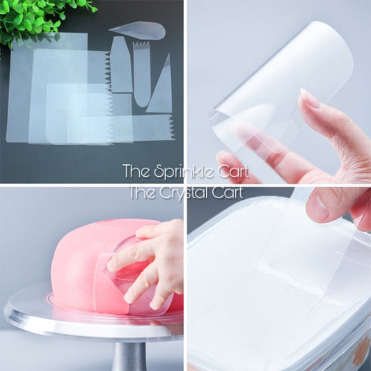 Transparent Plastic and Soft Scraper Smoother for Cake Decoration Use TSC