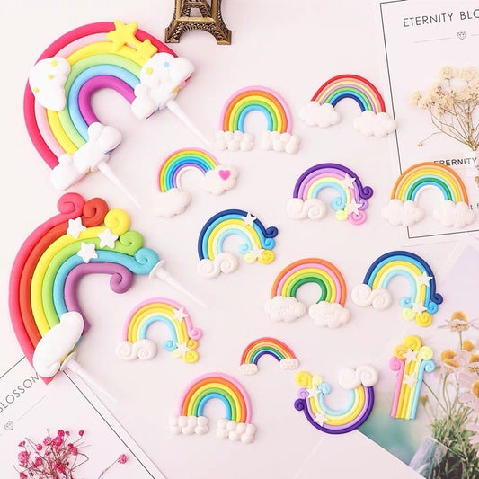 Rainbow Cloud Polymer Topper for DIY Decoration