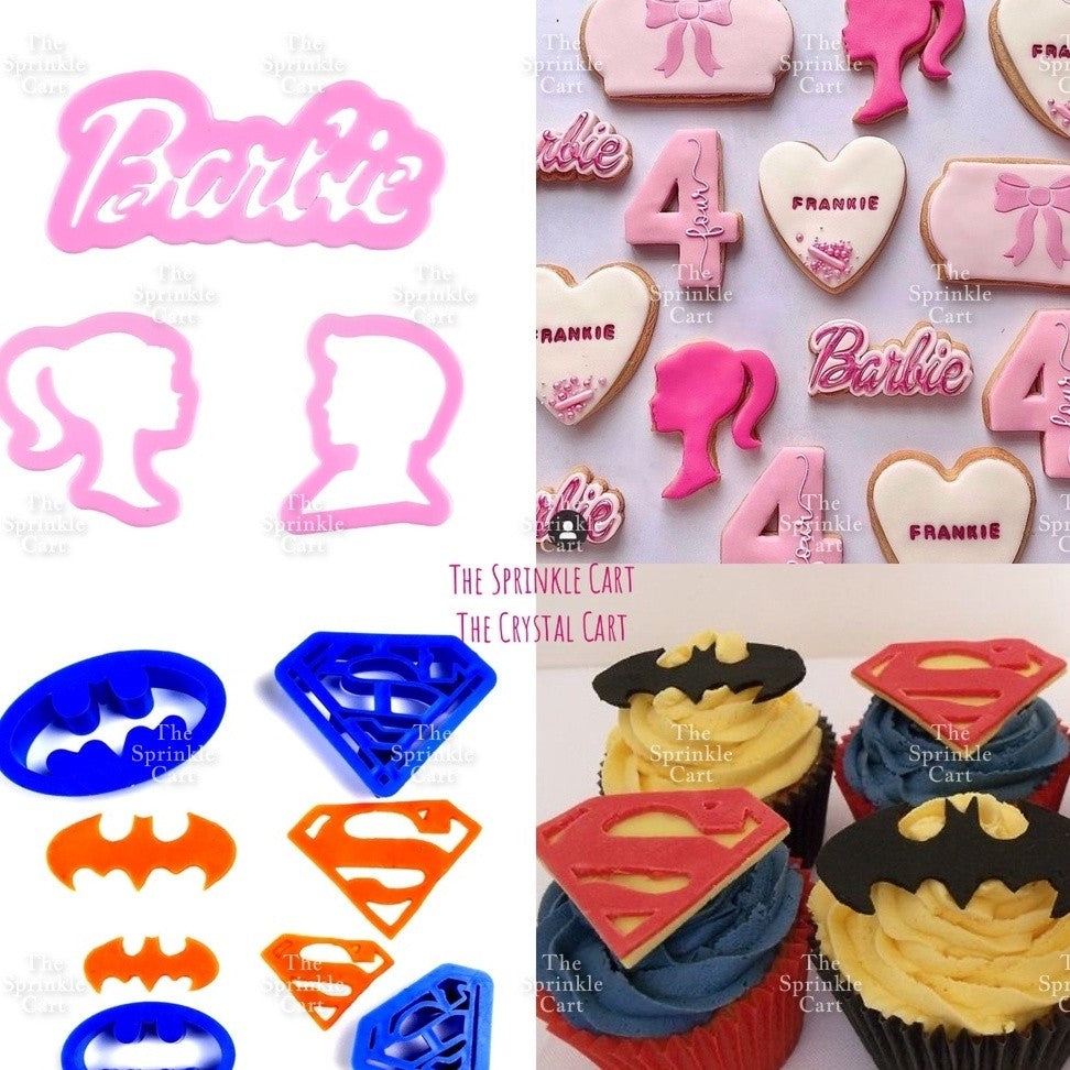Superhero Princess Stamp Cutter Avengers Batman Superman Barbie Design for Cookie Fondant Cake Decoration and DIY Craft TSC