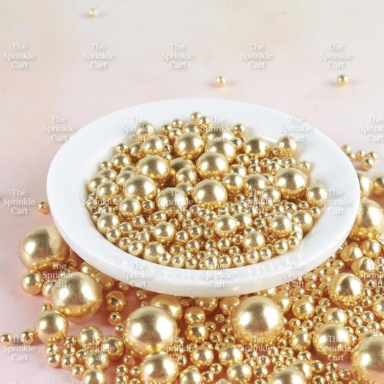 Edible Sprinkle Dragees Luxe Series Metallic Gold Rosegold Matte Pastel 50grams Decoration
