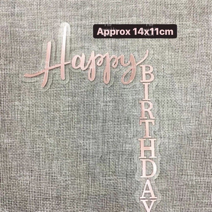 Right Angle Acrylic Happy Birthday Cake Topper TSC