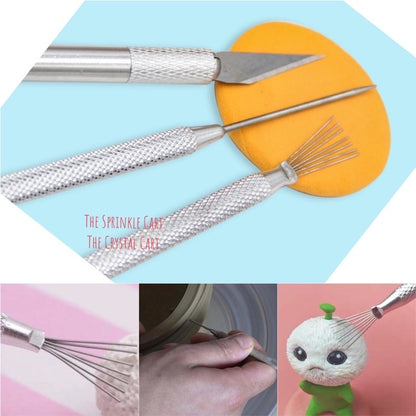 Aluminum 7-Pin Wire Pro Needle and Precision Knife Modelling Tool for Gumpaste Fondant Cake and DIY Clay Arts TSC