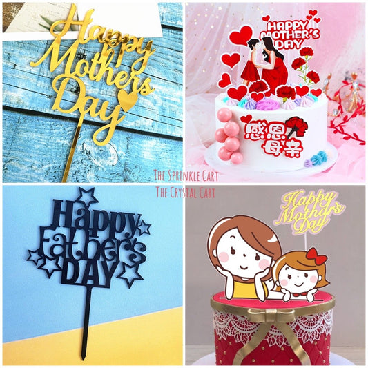 Mothers Day and Fathers Day Theme Acrylic Paper Cake Topper Decoration TSC