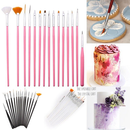 15pcs Decorating Brush Set for Baking and DIY Nail Arts Use TSC
