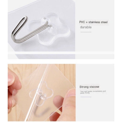 Self Adhesive Transparent Plastic Wall Hook Nail-Free Non-trace TSC