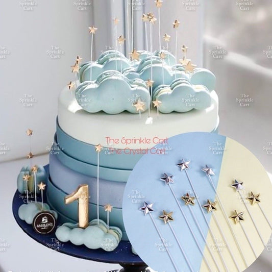 Long Mini Star Heart Cake Topper Metallic Glitter Cake Decoration TSC